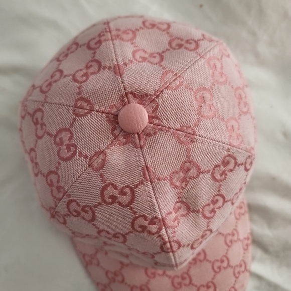 Gucci GG Supreme Monogram Canvas Cotton Baseball Cap, Pink Size Large - Picture 7 of 13